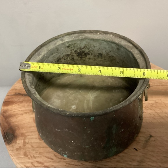 🟡 Vintage (Antique - ?)Copper Pot - Brass Handles - Beautiful Patina - Rare - Picture 12 of 14